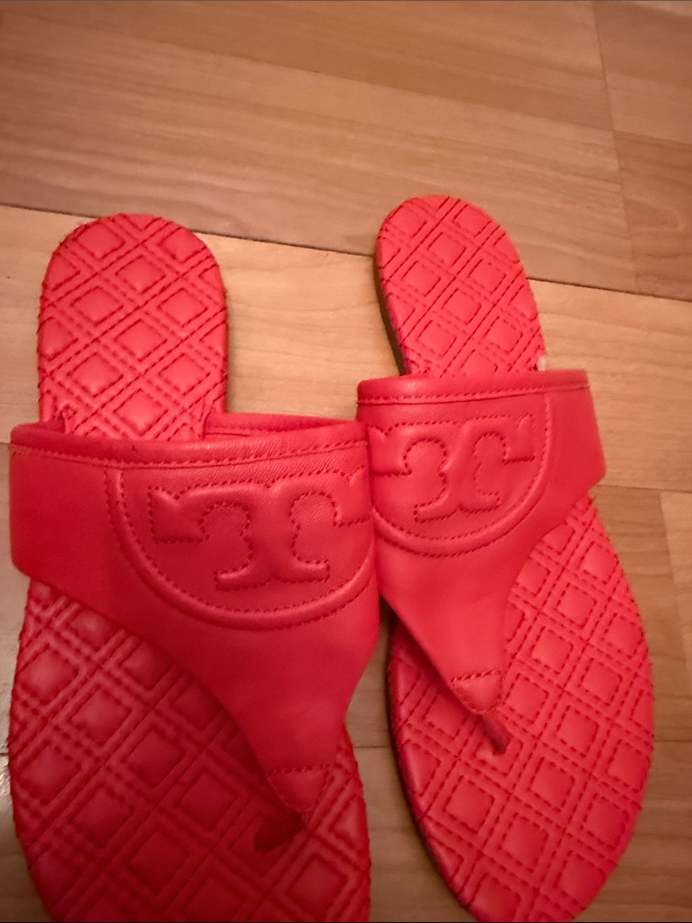 Tory Burch orange Quilted Logo Thong Sandals - Picture 2 of 6